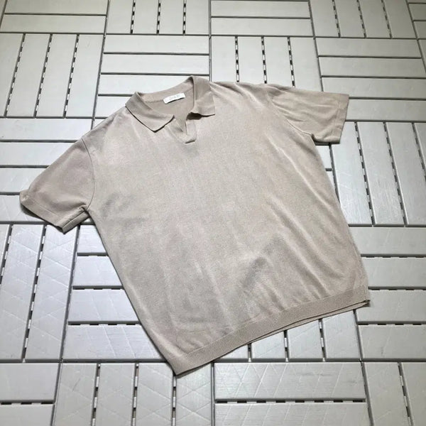 [BUNJANG] Draw Fit Short Sleeve Knit Beige / [L]드로우핏 반팔 니트 베이지 0645