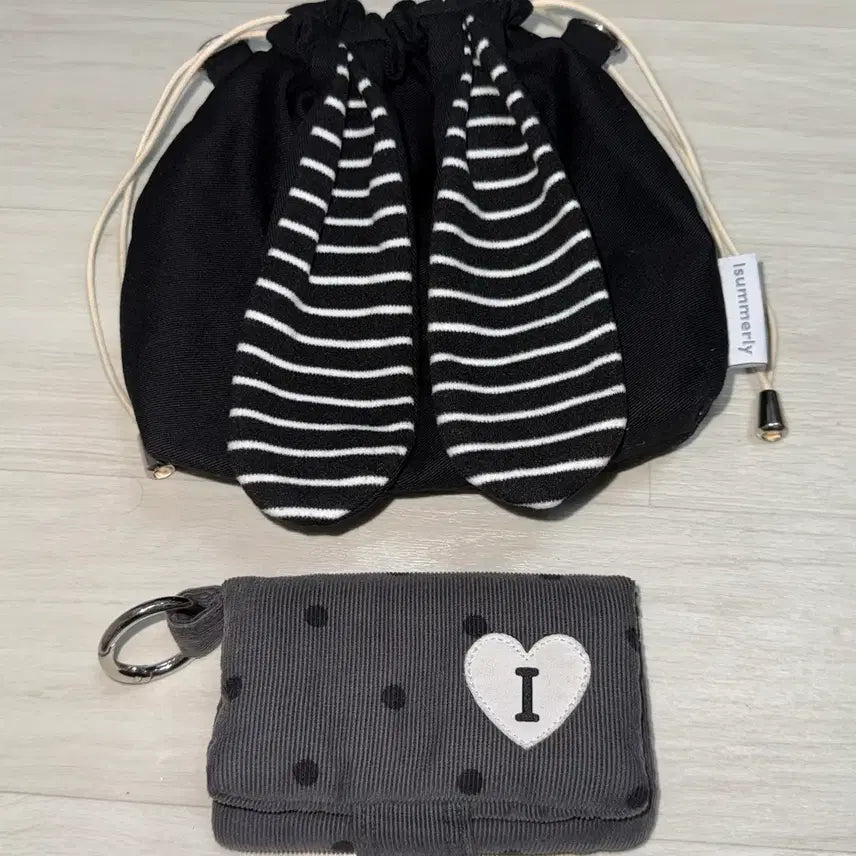 [BUNJANG] I'S SUMMER Bucket Bag Pouch, Music Card Wallet Bundle Set / 일괄) 아이썸머리 복조리 버니백 파우치 뮤직 카드 지갑 스트라이프 도트