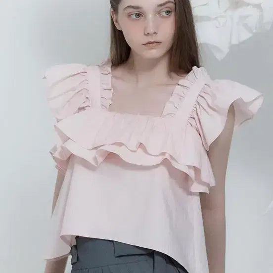 [BUNJANG] Dirty's Ruffle Blouse Pink / 더티스 러플 블라우스 핑크