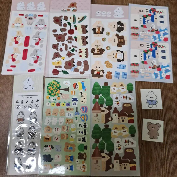 [BUNJANG] Bebe Sealing Sticker Set (7 Sheets + 2 Dibbu Seals) / 다꾸템 베베  씰스티커 7장 일괄 판매