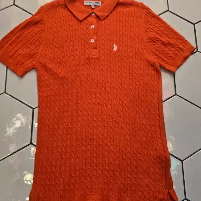 [BUNJANG] US Polo Assn. Cable Knit T-Shirt Orange / us 폴로 m