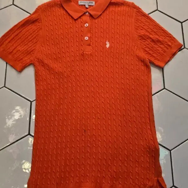 [BUNJANG] US Polo Assn. Cable Knit T-Shirt Orange / us 폴로 m
