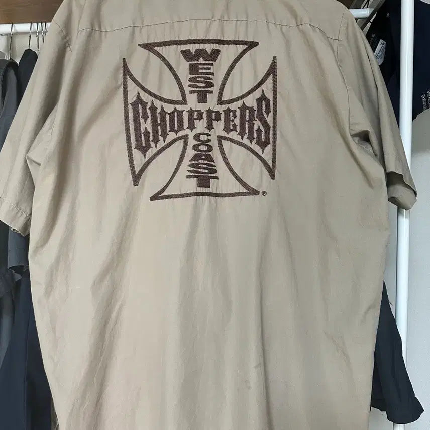 [BUNJANG] 90s West Coast Choppers Work Shirt Beige L-XL / 90s 웨스트 코스트 초퍼스 워크셔츠 베이지 L -XL