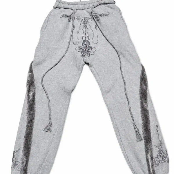 [BUNJANG] Oh, Those Side Faux Fur Trimmed Sweatpants Grey / 오호스 사이드 퍼 트림 스웻팬츠 그레이