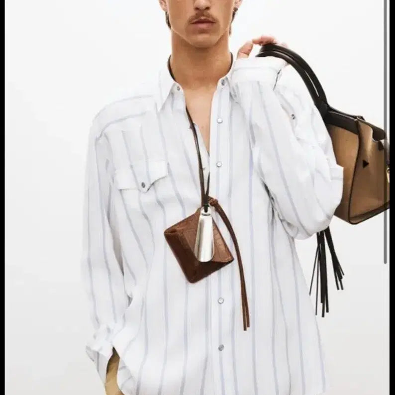 [BUNJANG] Recto Oversized Striped Western Shirt S / 렉토 오버사이즈 스트라이프 웨스턴셔츠 s