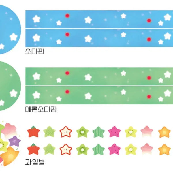 [BUNJANG] 3-Set Cat Cafe Soda/Fruit Washi Tape / [3종set]고양이다방 소다/과일 마테