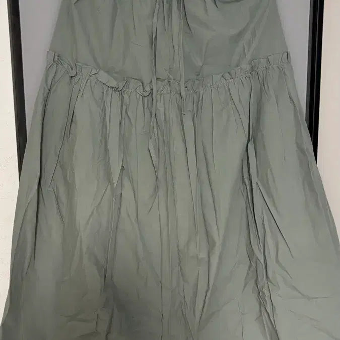 [BUNJANG] Vintage Elastic Flare Kang-Kang Long Skirt Khaki / 빈티지 밴딩 플레어 캉캉 롱스커트 카키