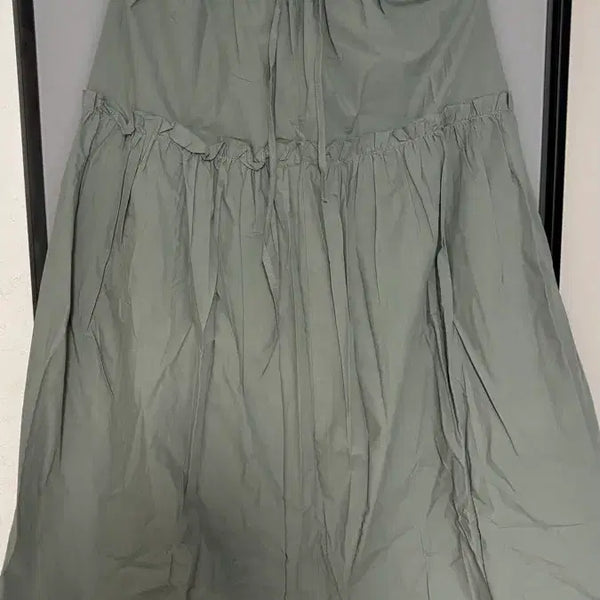 [BUNJANG] Vintage Elastic Flare Kang-Kang Long Skirt Khaki / 빈티지 밴딩 플레어 캉캉 롱스커트 카키