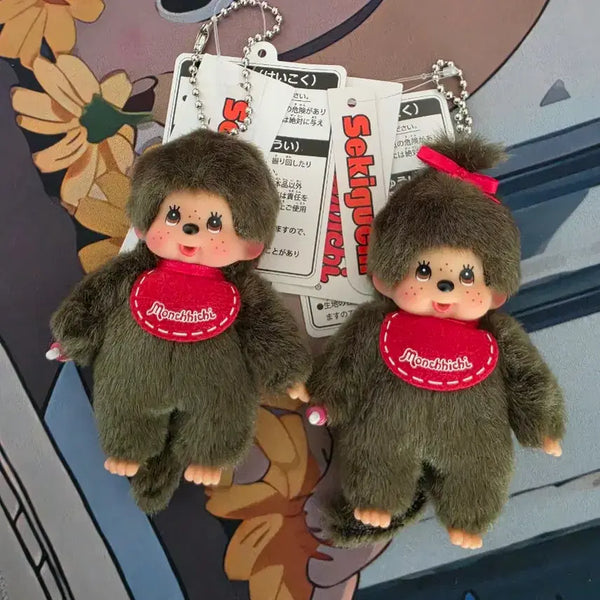 [BUNJANG] Authentic Monchhichi Mini Keychain Set (Monchhichi-kun + Monchhichi-chan) / (정품)몬치치 미니 키링 몬치치군+몬치치짱 세트