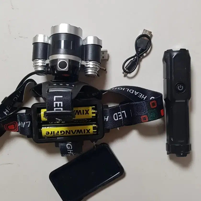 [BUNJANG] Headlamp + Flashlight Set / (무료배송)(헤드랜턴+손전등)손전등.헤드랜턴.후레쉬.낚시.헤루질
