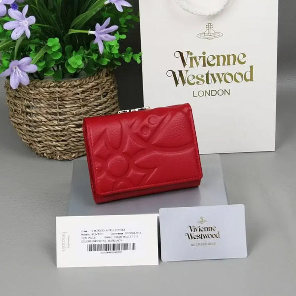 [BUNJANG] Vivienne Westwood Piccola Pelletteria All Over Embossed Leather Small Frame Wallet Burgundy Red / 비비안 웨스트우드 피콜라 펠레테리아 올오버  엠보싱 레더 스몰 프레임 반지갑 버건디 레드
