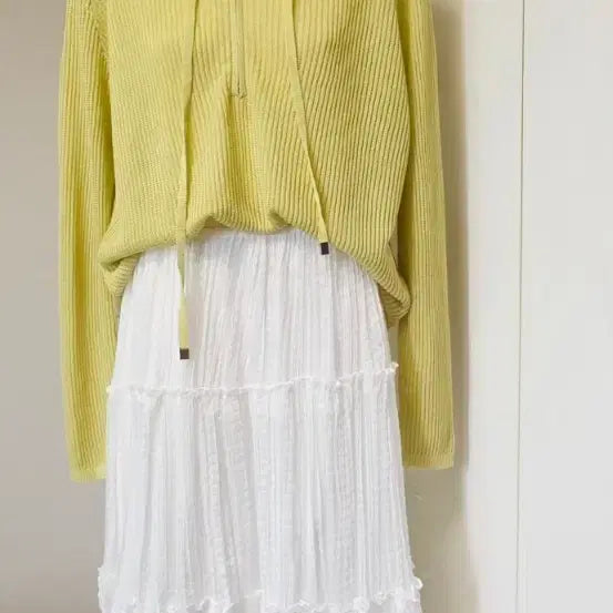 [BUNJANG] Mint Green Long Sleeve Hooded Knit Sweater / 연두색 긴팔 후드 니트  자외선방지 냉방니트