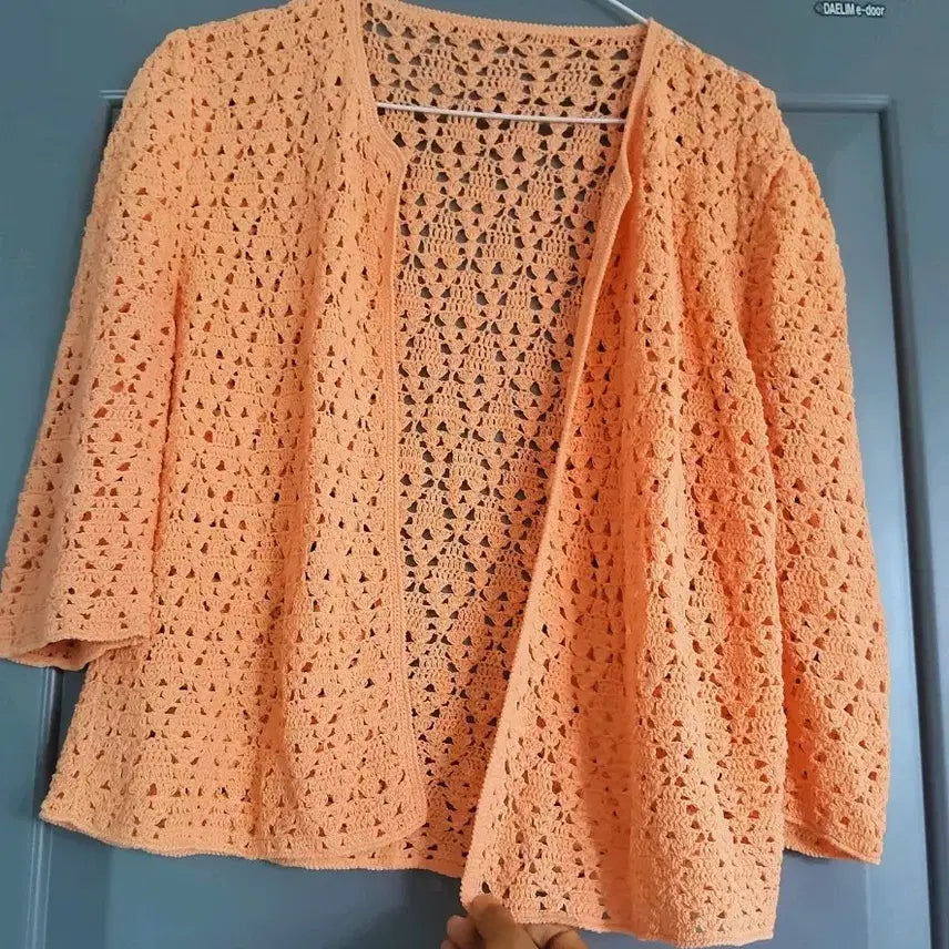 [BUNJANG] Hand-Knitted Cardigan - Apricot / 손뜨개 가디건