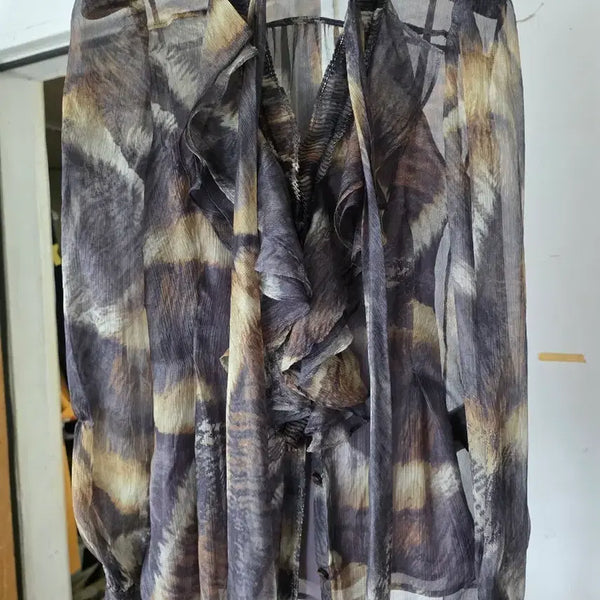 [BUNJANG] Silk Chiffon Frill Blouse / 실크 쉬폰 프릴블라우스