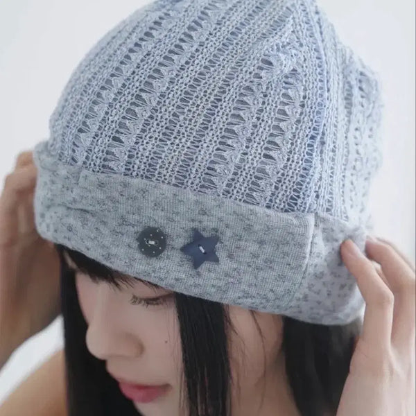 [BUNJANG] MIM THE WARDROBE Summery Button Beanie - Baby Blue / (새상품) 밈더워드로브 써머리 버튼 비니_베이비 블루