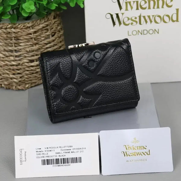 [BUNJANG] Vivienne Westwood Piccola Pelletteria All Over Embossed Leather Small Frame Wallet Black / 비비안 웨스트우드 피콜라 펠레테리아 올오버 대형 엠보싱 레더 스몰 프레임 반지갑 블랙