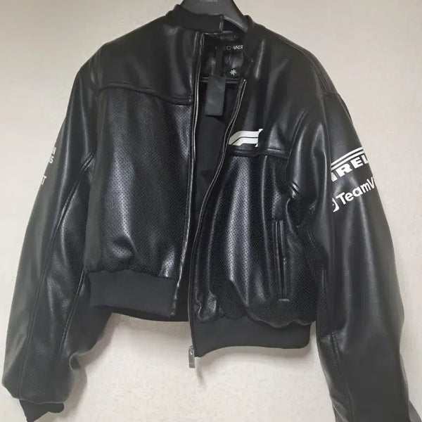 [BUNJANG] F1 Leather Bomber Jacket / F1 레더 붐버 자켓