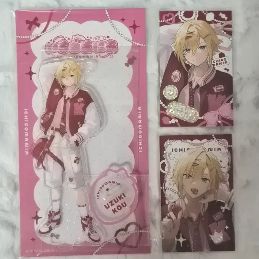 [BUNJANG] NIJISANJI Uzuki Kou Ichigo Mania Acrylic Stand & Cheki Bundle Set / 니지산지 우즈키 코우 이치고 마니아 아크릴스탠드 체키 일괄