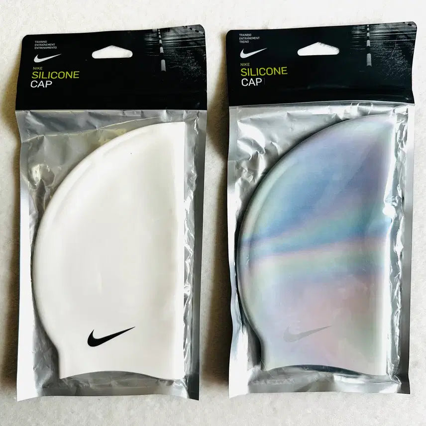[BUNJANG] Nike Silicone Swimming Cap (Adult) - White / Grey Rainbow / 나이키 수영모(성인)(2종) 판매합니다