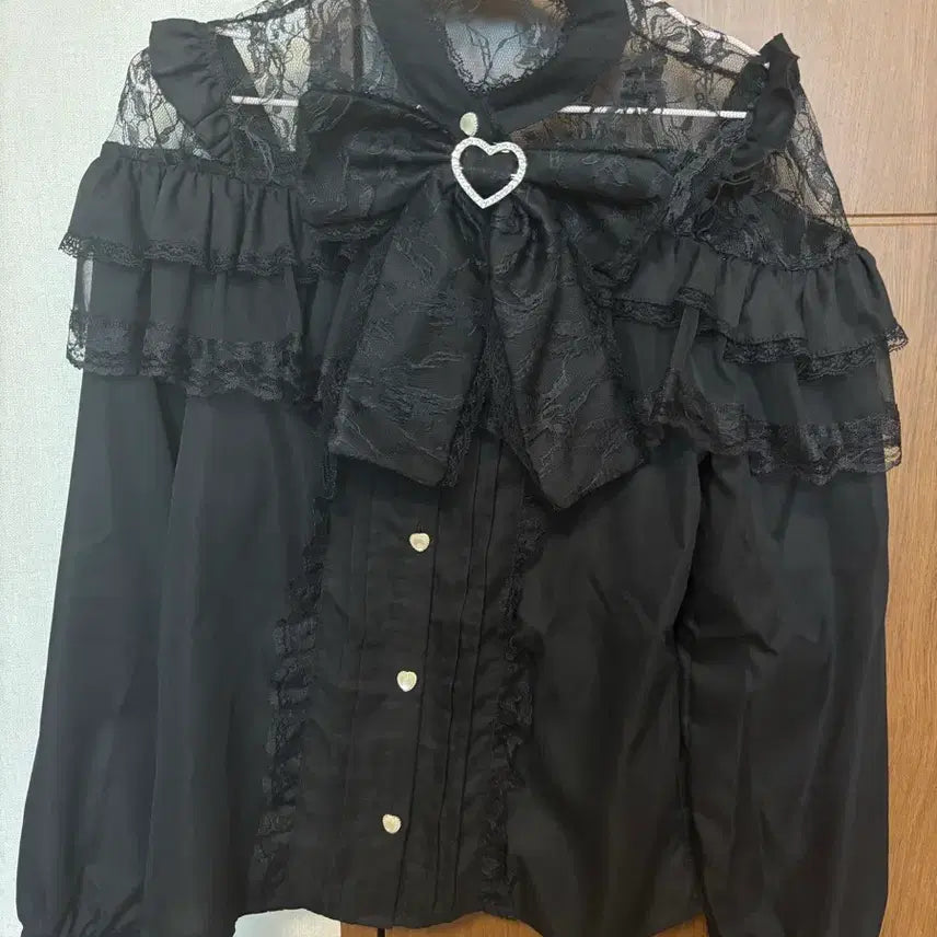 [BUNJANG] Jiraigeki Style Black Blouse S Size / 지뢰계 블라우스 블랙 s사이즈 착샷 ㅇ