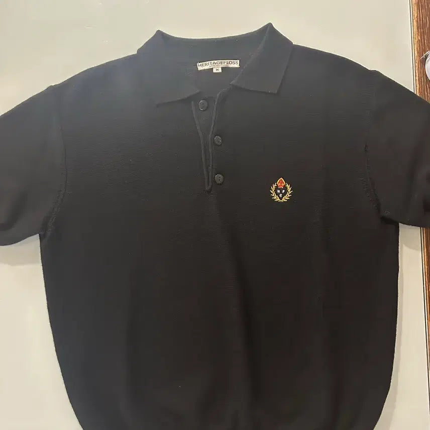 [BUNJANG] Heritage Floss Logo Polo T-Shirt Black M / 헤리티지플로스 카라티 m