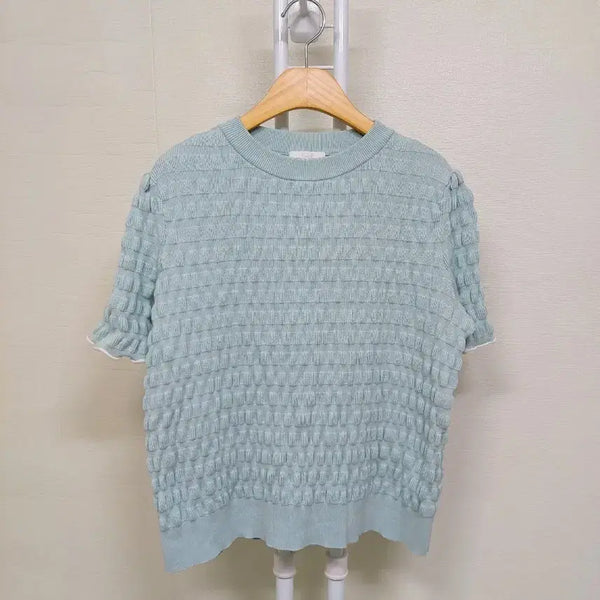 [BUNJANG] COS Mint Embossed Knit T-shirt / 코스 민트색 엠보싱 니트티셔츠 55~66