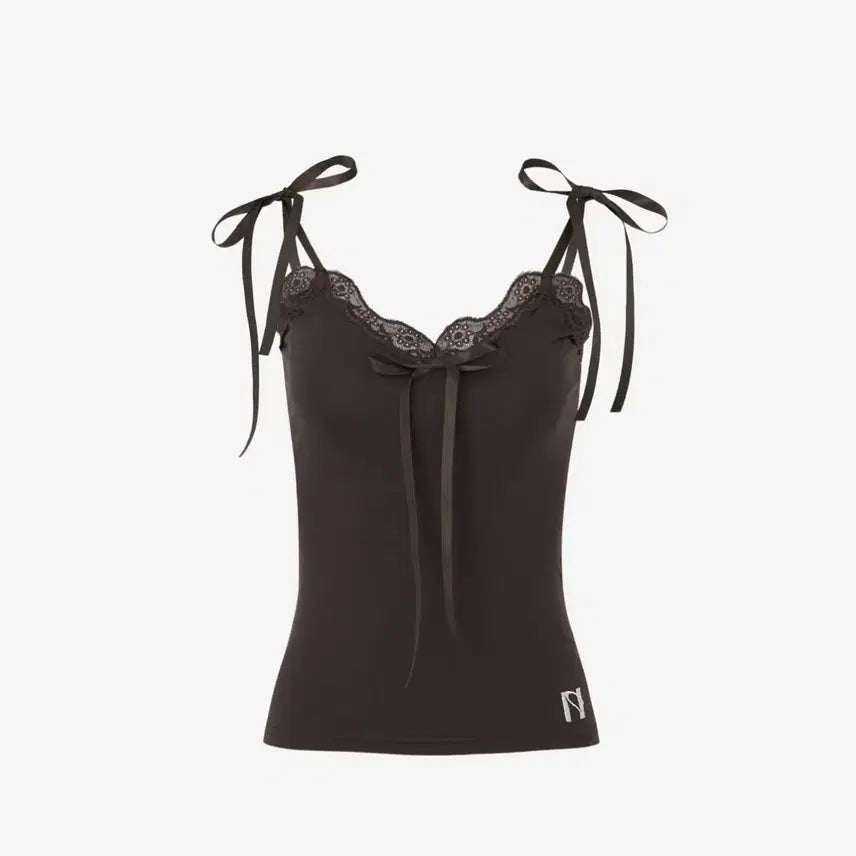 [BUNJANG] Newearlyn Ribbon Lace Sleeveless Top Brown / 뉴얼린 Ribbon lace sleeveless 브라운