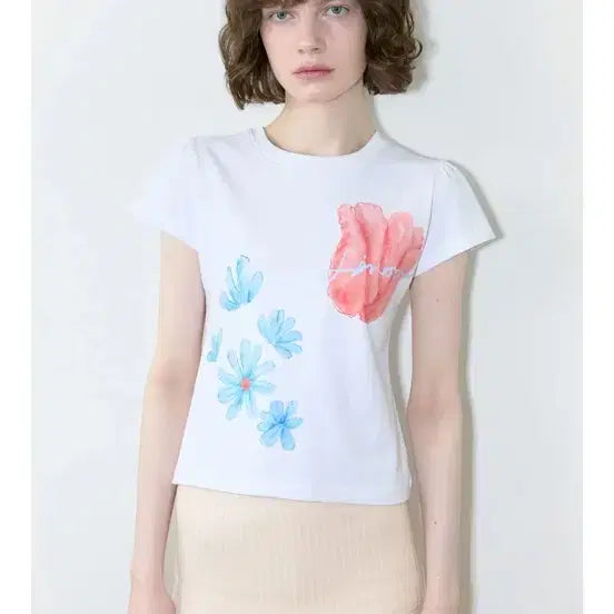 [BUNJANG] SINOON Tulip Puff Short Sleeve T-Shirt / 시눈 튤립 퍼프 반팔
