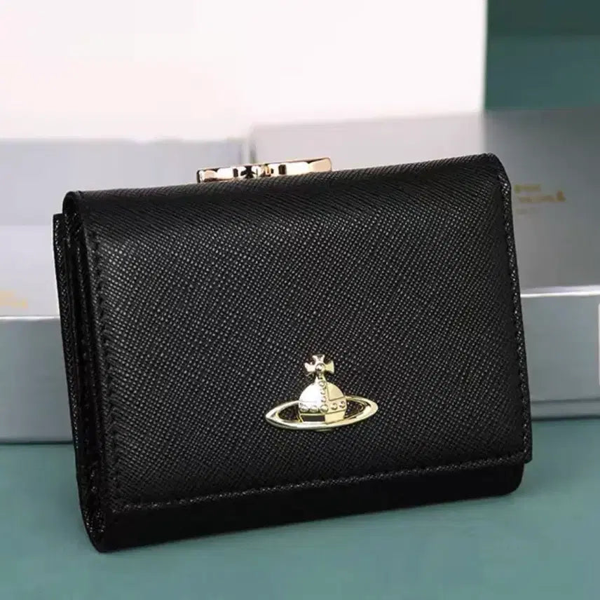 [BUNJANG] Vivienne Westwood Piccola Pelletteria Saffiano Leather Small Frame Wallet Black Gold / 비비안 웨스트우드 피콜라 펠레테리아 사피아노 레더 스몰 프레임 반지갑 블랙 골드