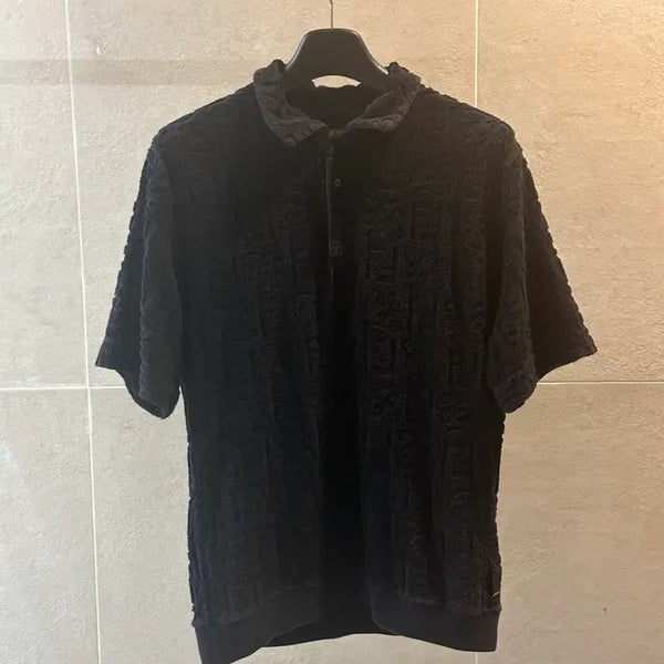 [BUNJANG] Fendi FF Logo Terry Collar Short Sleeve Shirt / 펜디 FF로고 테리 카라 반팔