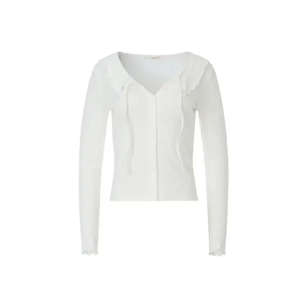 [BUNJANG] Jennieo Bluemi Frill Cardigan Ivory / 제니오 블루미 프릴 가디건 아이보리