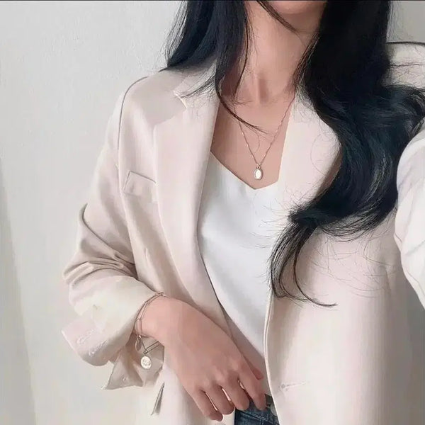 [BUNJANG] Adjustable Strap V-Neck Blouse (Light Beige) / # (연베이지) 끈조절 나시 브이넥 블라우스