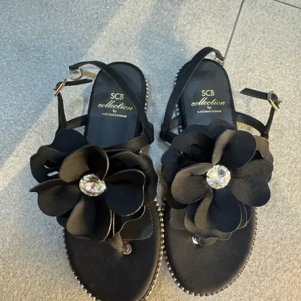 [BUNJANG] SUECOMMA BONNIE Black Flower Sandals / 슈콤마보니 샌들