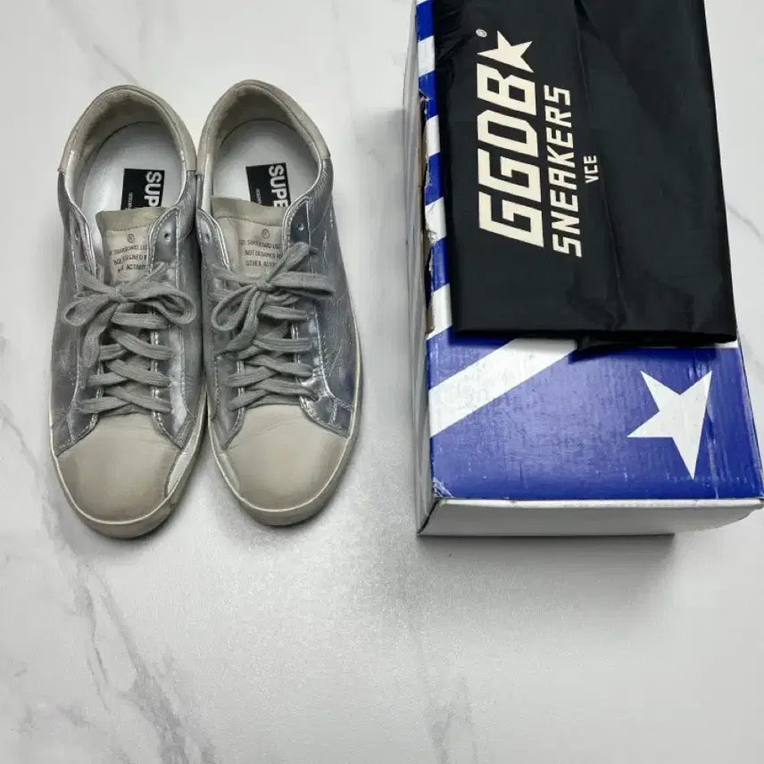 [BUNJANG] Golden Goose Beige Silver Superstar Sneakers Size 42 / 골든구스 베이지 실버 슈퍼스타 스니커즈 42사이즈