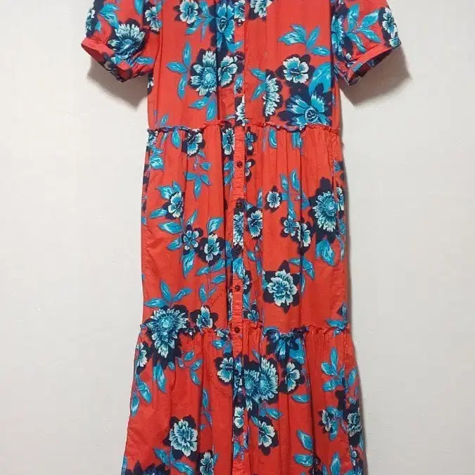 [BUNJANG] Tommy Hilfiger Floral Tiered Maxi Dress with Inner Slip Set / 한섬 정품 타미힐피거 플로럴 캉캉 롱 원피스 (정품 이너슬립 세트)