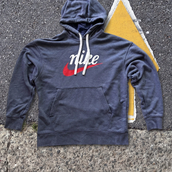 [BUNJANG] Nike Heritage Script Logo Hoodie - Melange Navy (XL) / [정품/XL] 나이키 헤리티지 필기체 스크립트 로고 후드티 (멜란지 네이