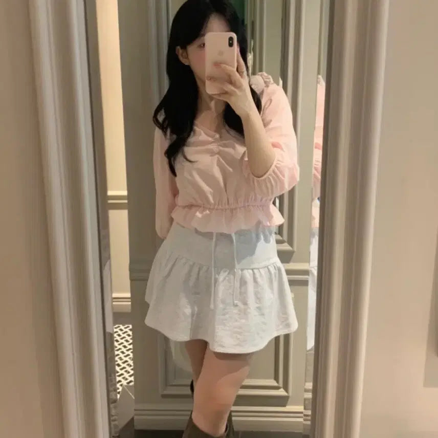 [BUNJANG] Diane Wendy Flare Frill Sweat Skirt Melange Grey / (택달린새상품) 다이앤 웬디 플레어 프릴 스웻스커트 멜란지그레이