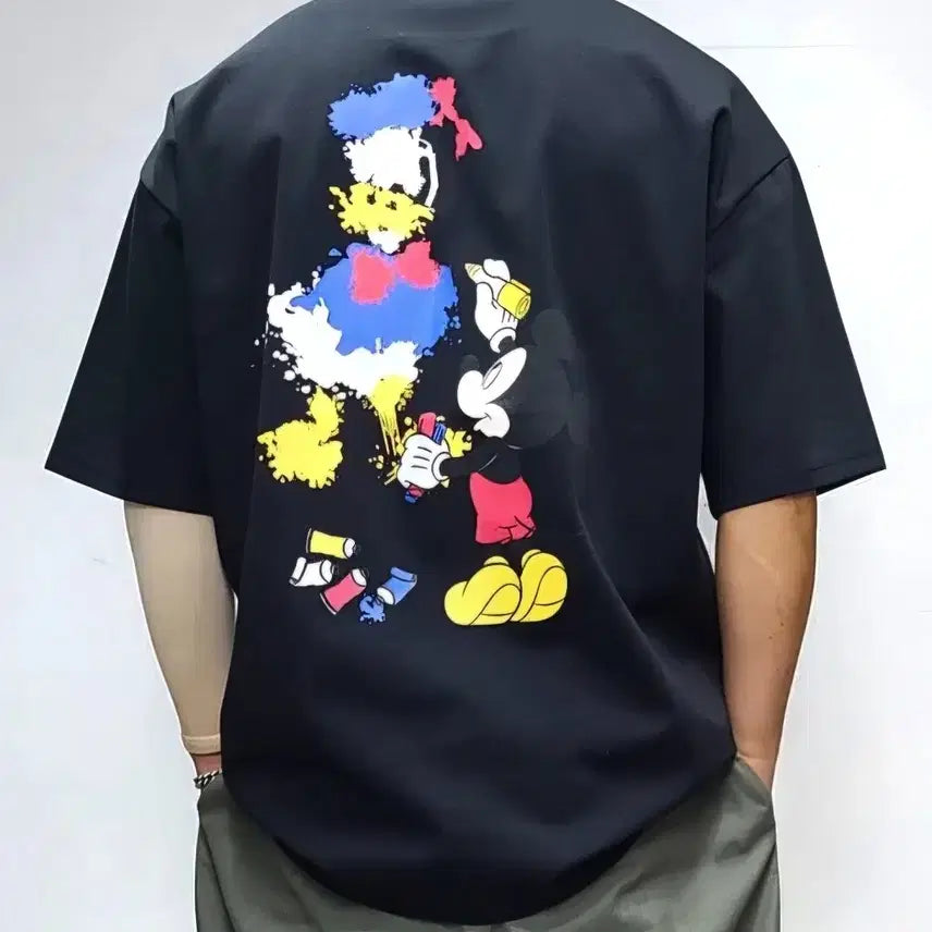 [BUNJANG] Disney Ice Cool Bunto Oversized Short-Sleeve T-Shirt / 거의새것/ 디즈니 아이스쿨 분또 페인팅 나염 오버핏 반팔티 100~105
