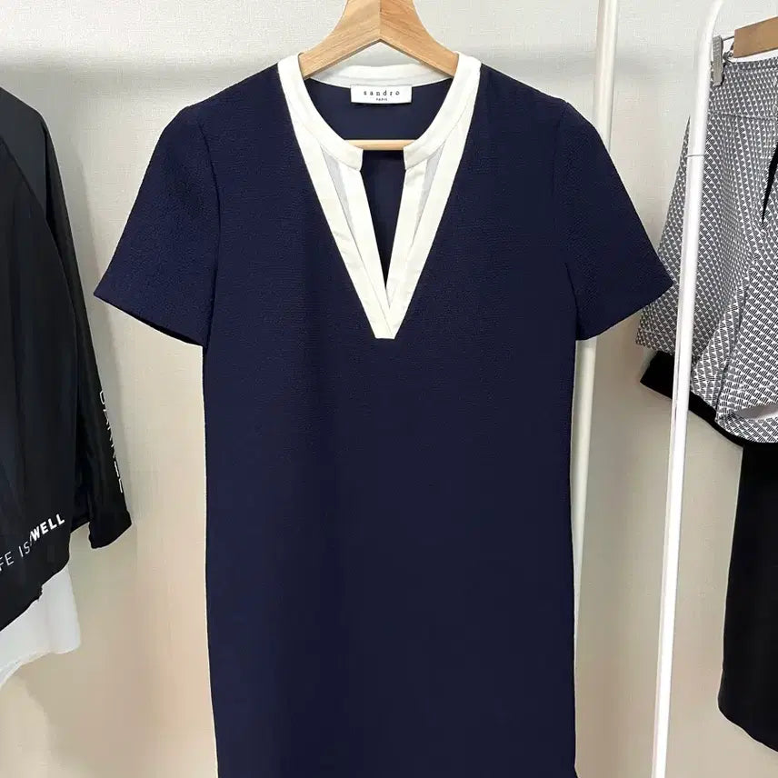 [BUNJANG] Sandro Navy Short-Sleeve Dress - Women's Small / 산드로 네이비 반팔 원피스 시원소재 여성 1 s