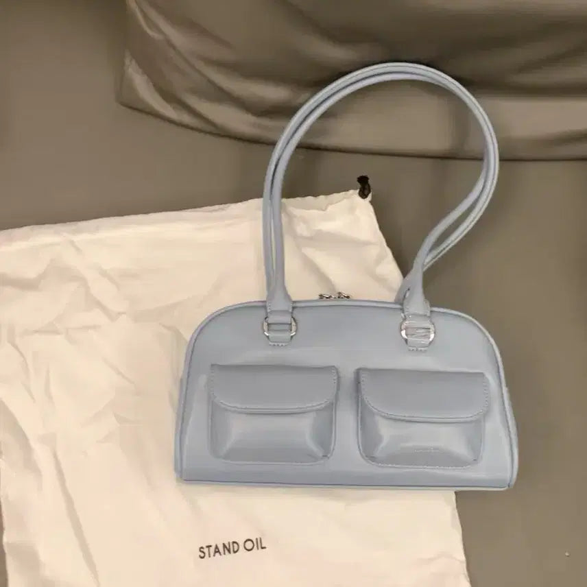 [BUNJANG] STANDOIL Blue Double Pocket Shoulder Bag / 스탠드오일 STANDOIL 블루 더블 포켓 숄더백