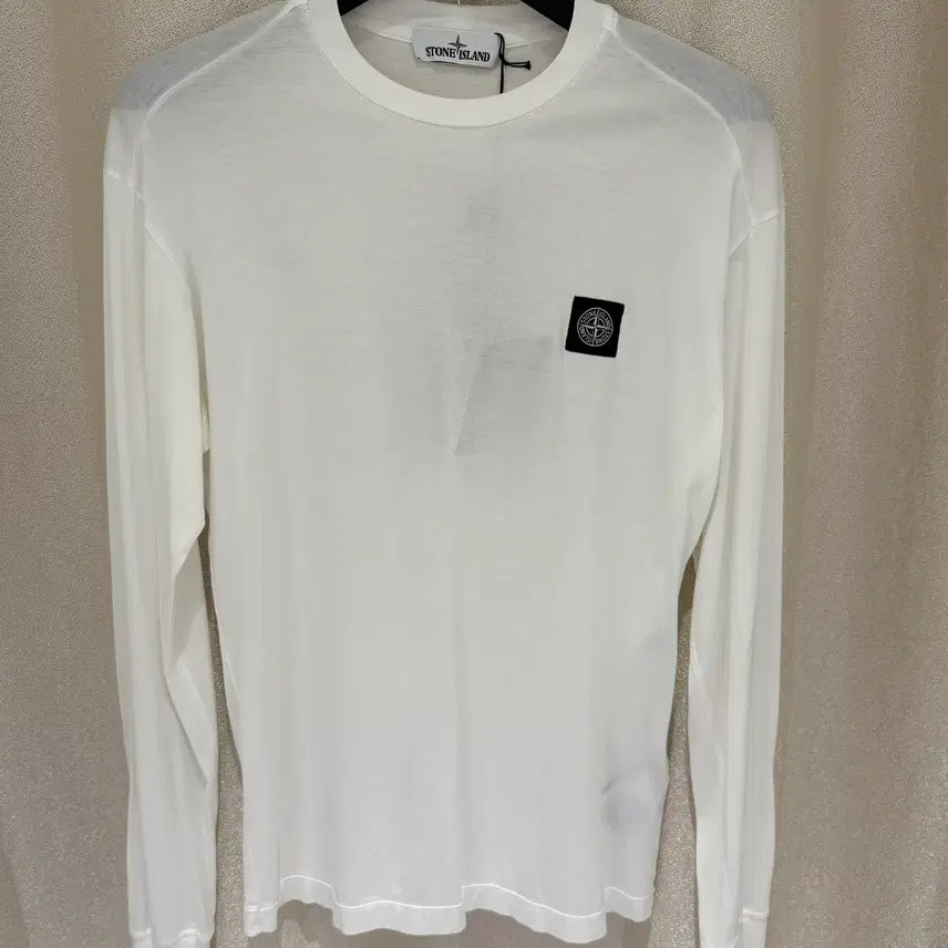 [BUNJANG] Stone Island Patch Cotton Long Sleeve T-Shirt White (M) / (M) 스톤아일랜드 와펜 코튼 롱슬리브 티셔츠 화이트