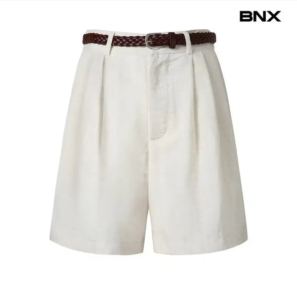 [BUNJANG] BNX Women's Belted Suit Shorts (Oatmeal) / BNX 여성 정장 반바지M 벨트 포함 (오트밀)