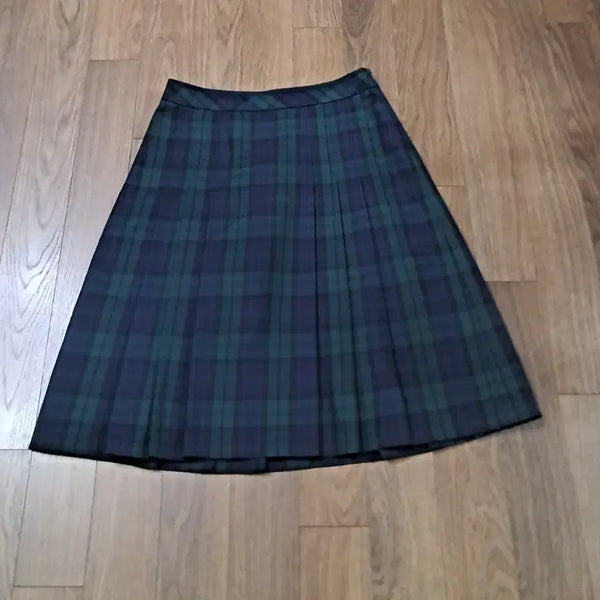 [BUNJANG] Keith Check Pleated 100% Wool Skirt / 키이스 체크 플리츠 울100 스커트