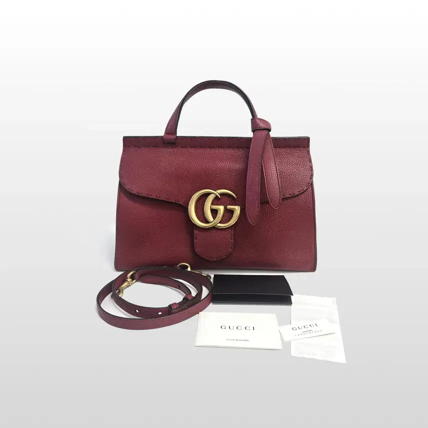 [BUNJANG] Gucci Red GG Marmont Leather Small Top Handle Shoulder Bag 421890 / 구찌 레드 421890 GG 마몽 레더 스몰 탑핸들 숄더백