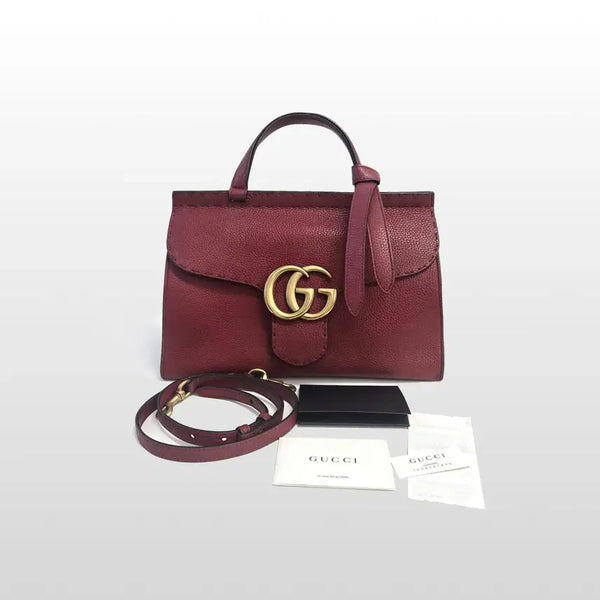 [BUNJANG] Gucci Red GG Marmont Leather Small Top Handle Shoulder Bag 421890 / 구찌 레드 421890 GG 마몽 레더 스몰 탑핸들 숄더백