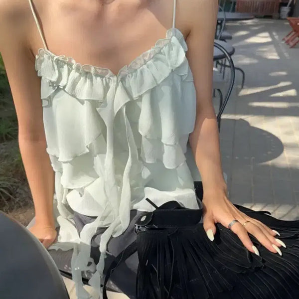 [BUNJANG] Frill Sleeveless Bustier / 프릴 나시 뷔스티에