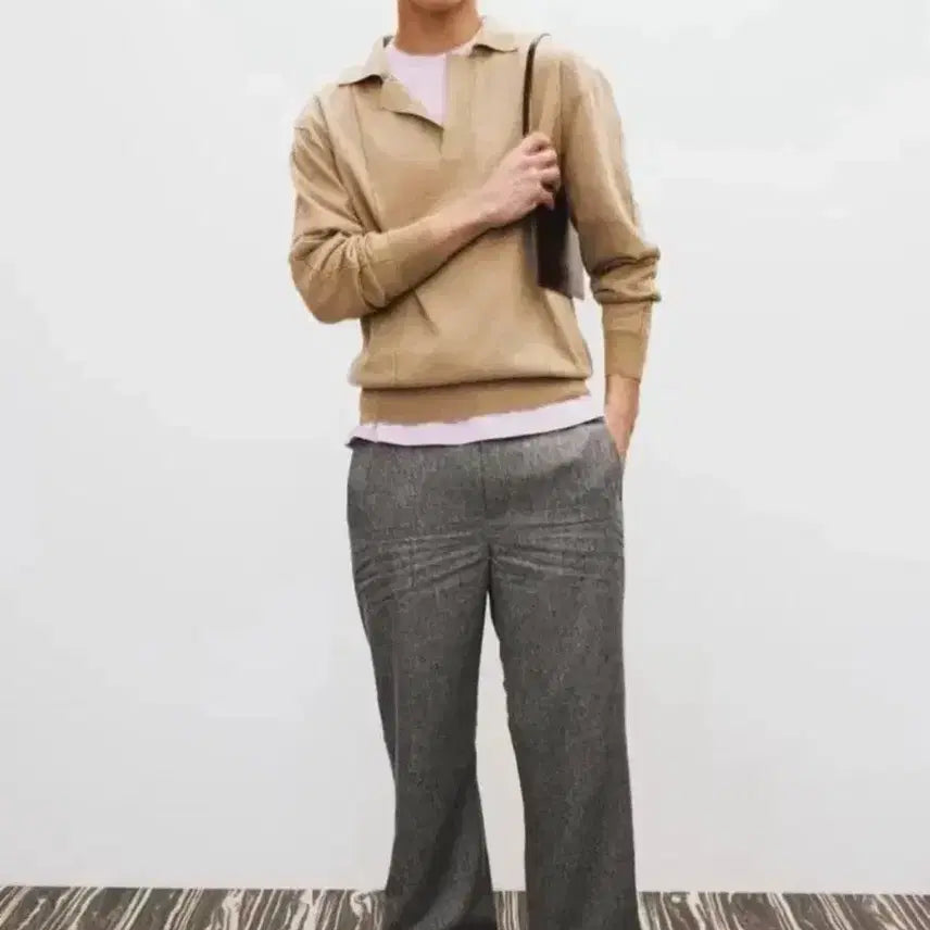 [BUNJANG] RECTO Crease Detail Flare Pants Mélange Grey S / 렉토 크리즈 디테일 플레어 팬츠 멜란지그레이 s