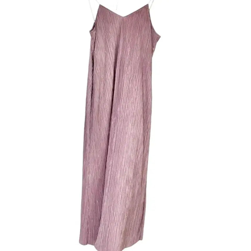 [BUNJANG] Pleated Strap Long Dress - Pink / 플리츠 끈나시 롱 원피스 핑크