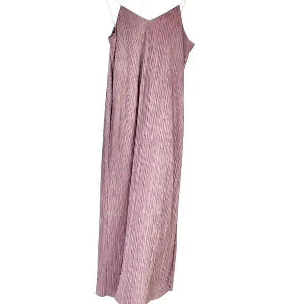 [BUNJANG] Pleated Strap Long Dress - Pink / 플리츠 끈나시 롱 원피스 핑크
