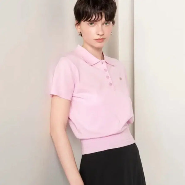 [BUNJANG] General Idea Short-Sleeve Collar Knit - Size S / 제너럴아이디어 반팔 카라 니트 S